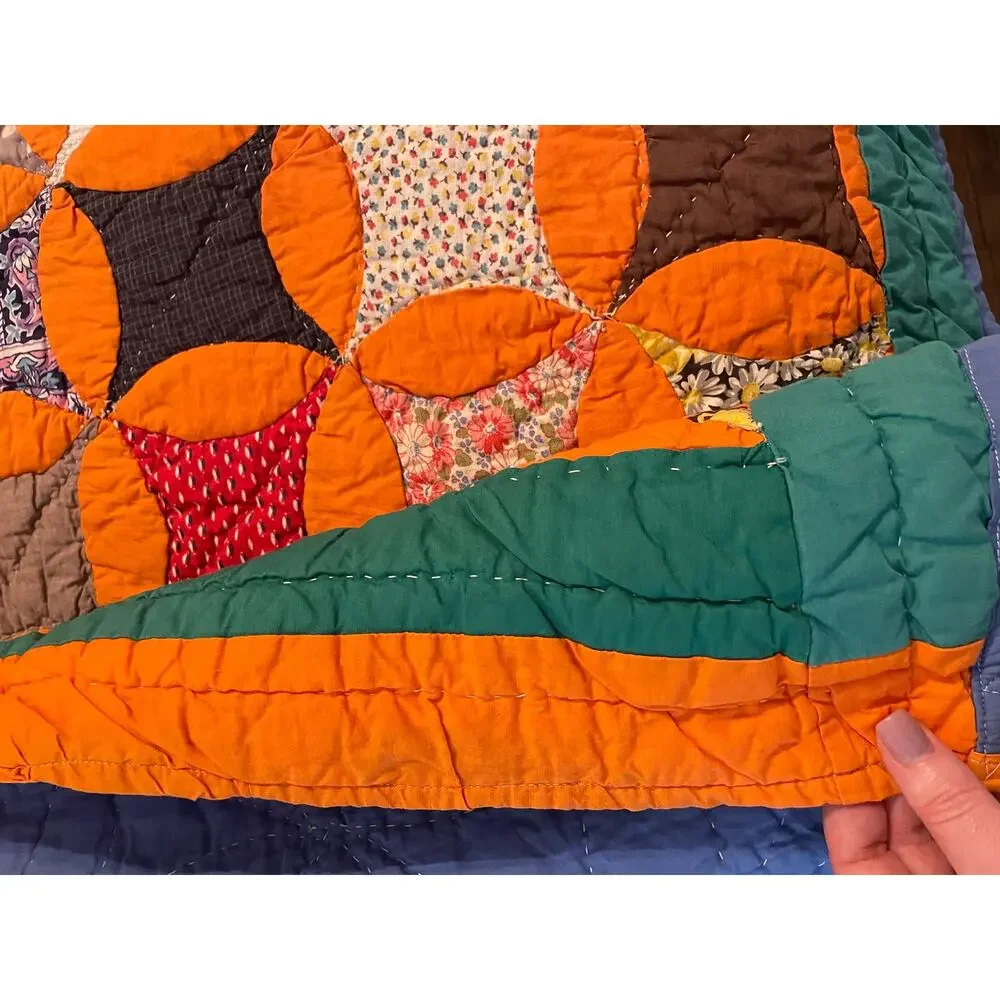 Queen Size Handmade Quilt Bright Colorful